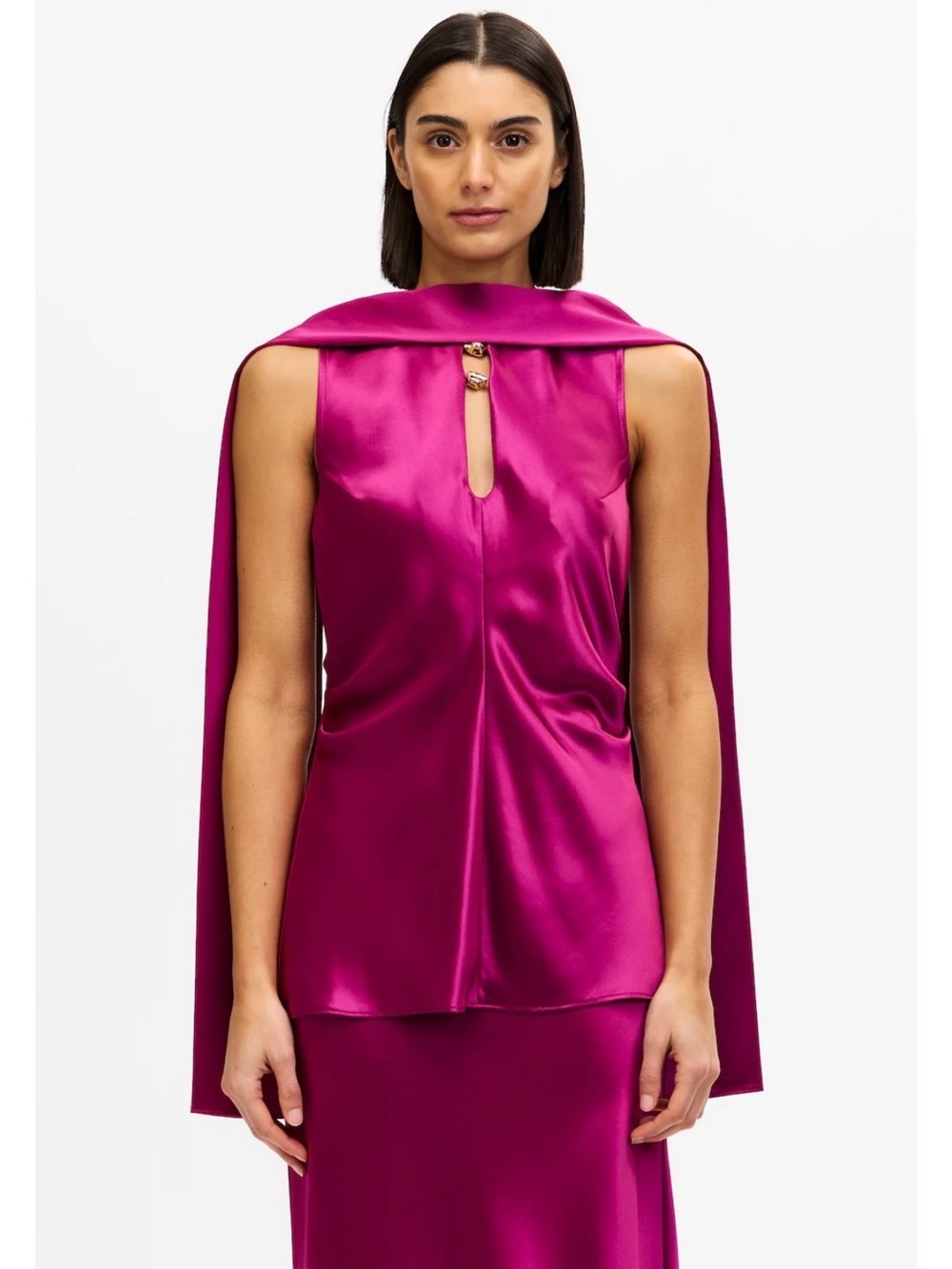 NWT Acler Sharrow Top AU 12 US 8 Pink Magenta Sleeveless Blouse Drape Neck